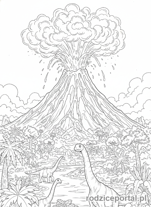 Kolorowanka Jurassic World - Wulkan wybuchający na Isla Nublar