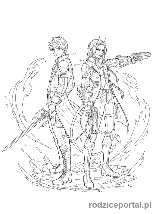 Kolorowanka K-popowe Łowczynie Demonów - Dwie Łowczynie Demonów chroniące się nawzajem