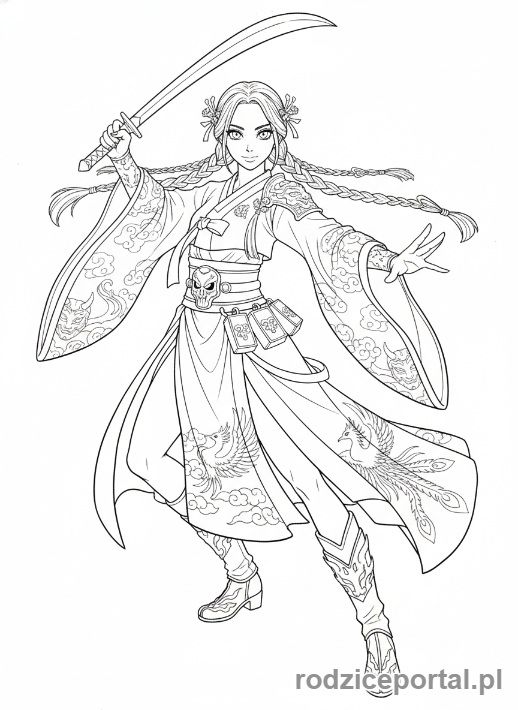 Kolorowanka K-popowe Łowczynie Demonów - Liderka K-popowych Łowczyń Demonów, pełna gracji