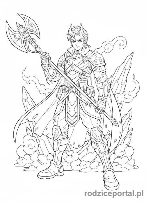 Kolorowanka K-popowe Łowczynie Demonów - Liderka w stroju bojowym, gotowa do akcji