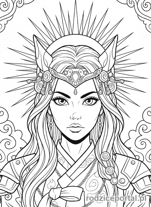 Kolorowanka K-popowe Łowczynie Demonów - Liderka z aureolą światła