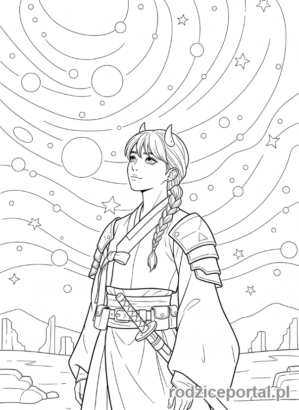 Kolorowanka K-popowe Łowczynie Demonów - Łowczyni K-popowa oglądająca gwiazdy