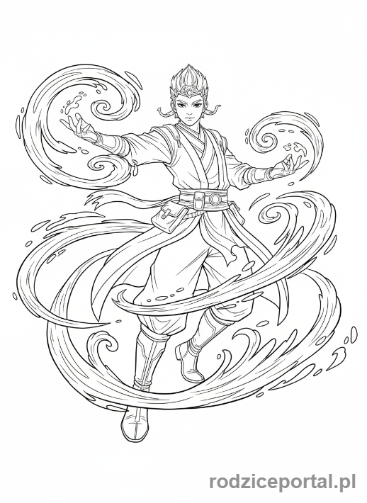 Kolorowanka K-popowe Łowczynie Demonów - Łowczyni K-popowa używająca magii wody