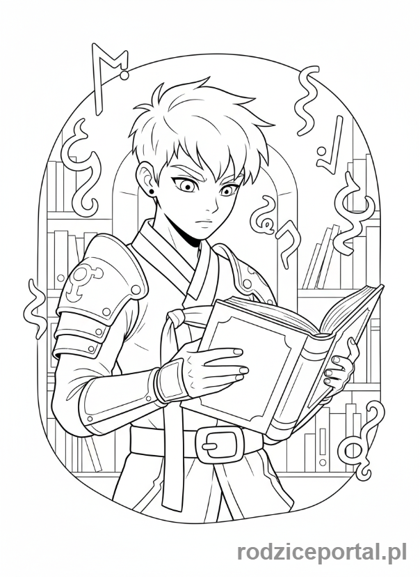 Kolorowanka K-popowe Łowczynie Demonów - Łowczyni K-popowa z książką zaklęć