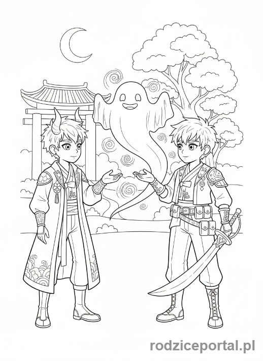 Kolorowanka K-popowe Łowczynie Demonów - Łowczynie K-popowe rozmawiające z duchem