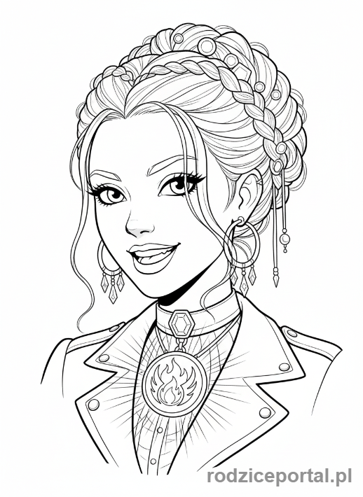 Kolorowanka K-popowe Łowczynie Demonów - Portret Łowczyni K-popowej z amuletem