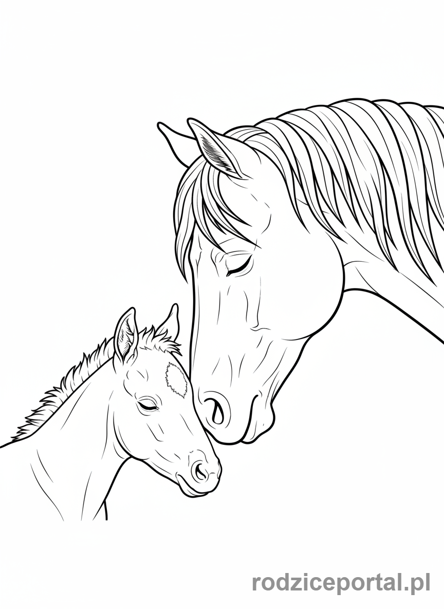 Kolorowanka Konie - Klacz ze źrebięciem.