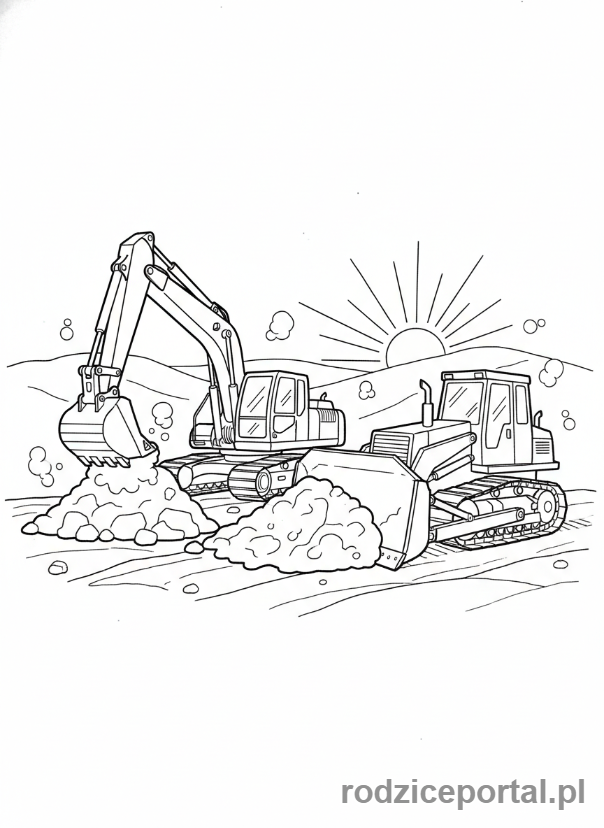 Kolorowanka Koparki - Koparka i spycharka