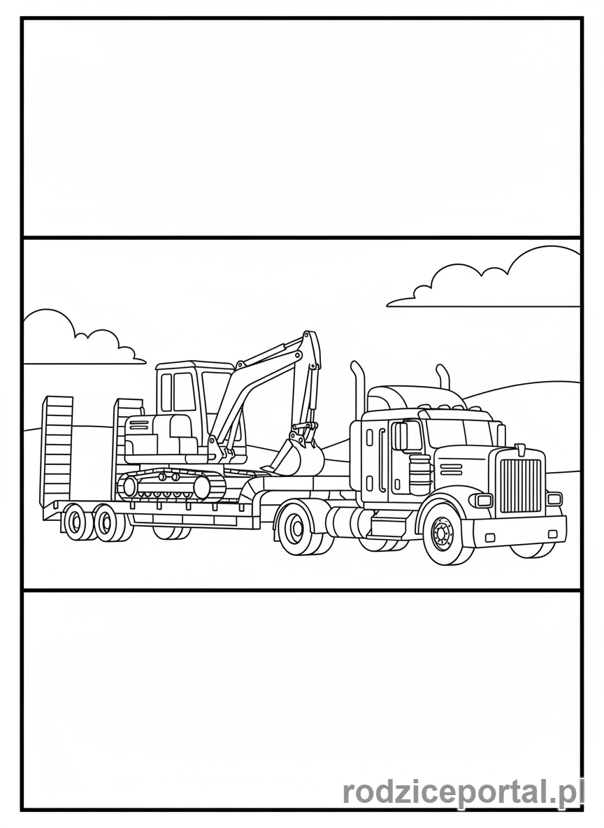 Kolorowanka Koparki - Koparka na palecie