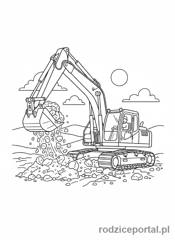 Kolorowanka Koparki - Koparka w akcji