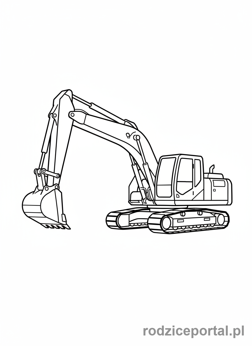 Kolorowanka Koparki - Koparka z boku