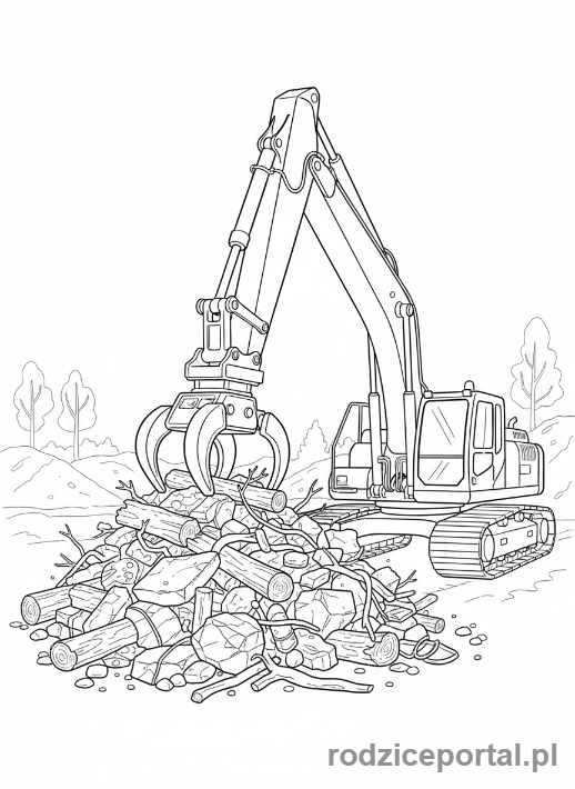 Kolorowanka Koparki - Koparka z chwytakiem