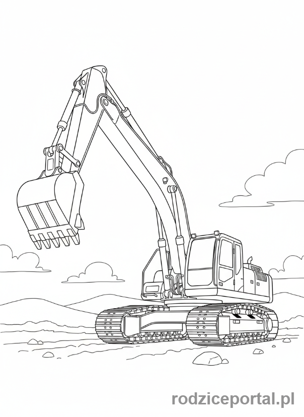 Kolorowanka Koparki - Koparka z dołu