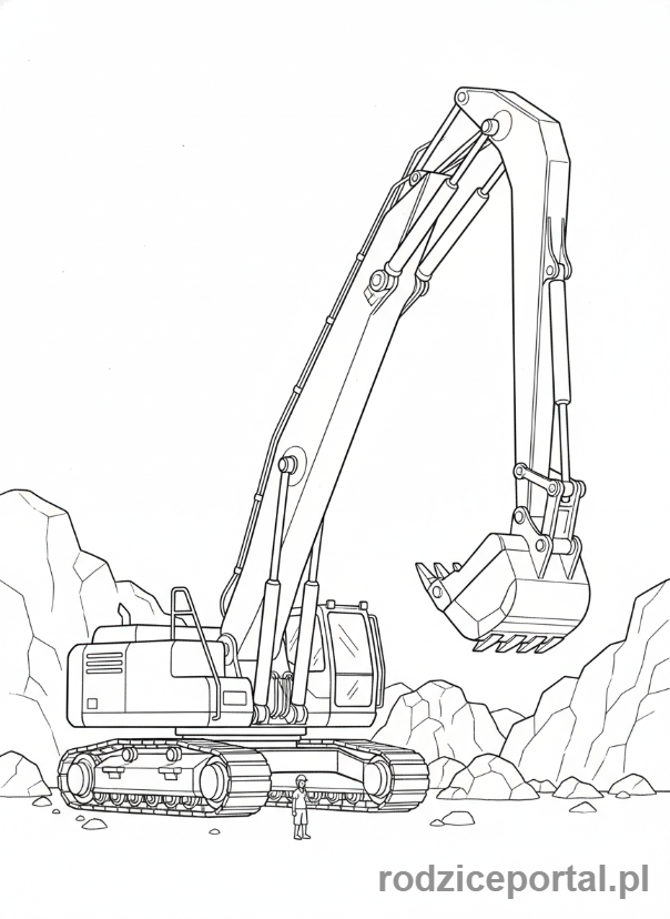 Kolorowanka Koparki - Koparka z dużym ramieniem