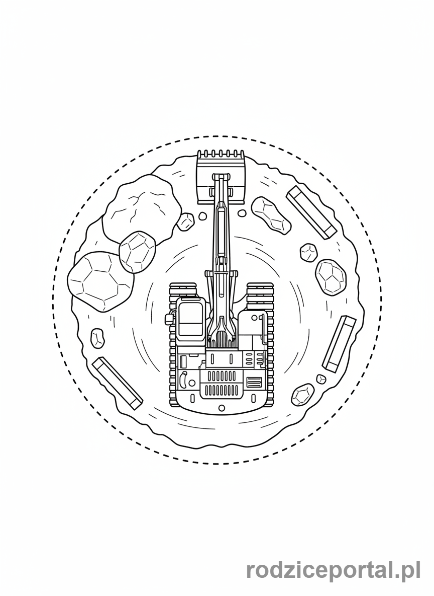 Kolorowanka Koparki - Koparka z góry