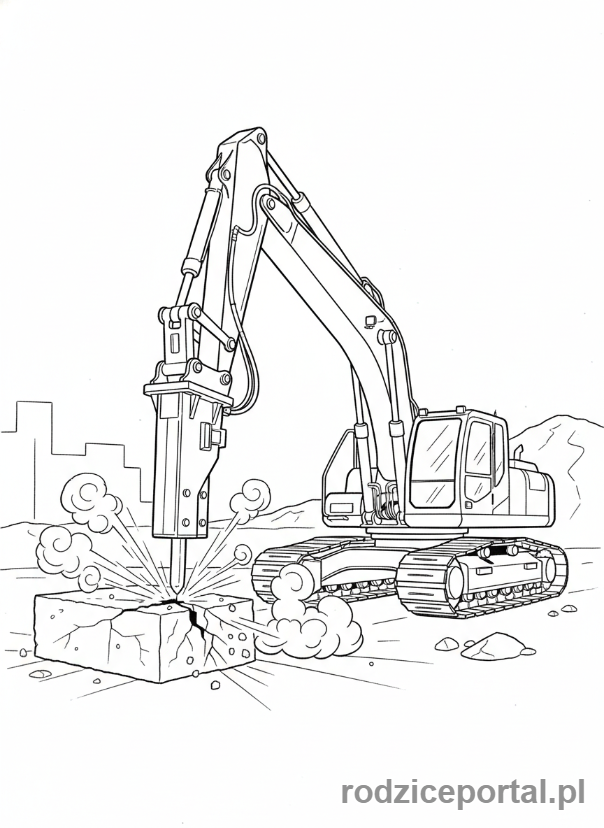 Kolorowanka Koparki - Koparka z młotem