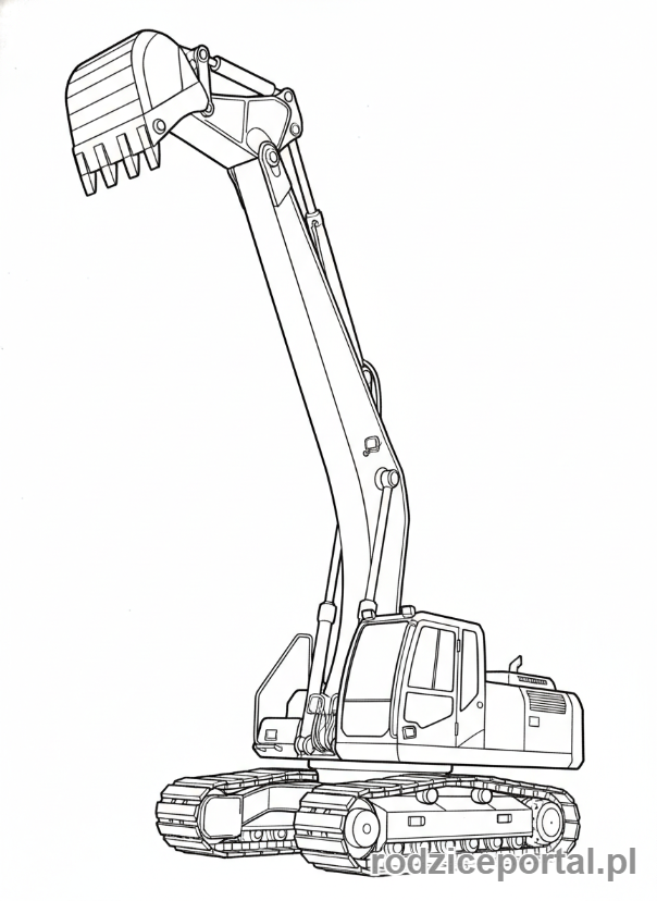 Kolorowanka Koparki - Koparka z ramieniem w górze