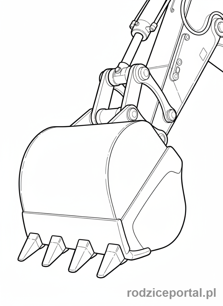 Kolorowanka Koparki - Łyżka koparki zbliżenie