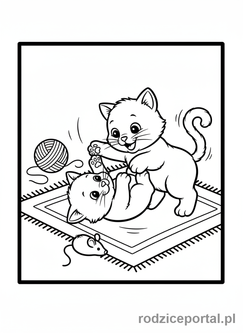 Kolorowanka Kotki - Dwa kotki bawiące się ze sobą