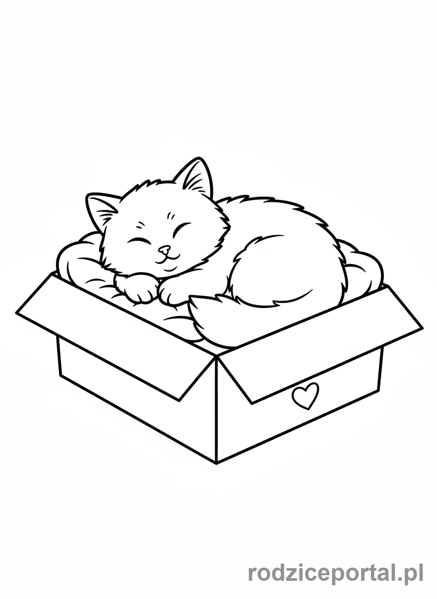 Kolorowanka Kotki - Kotek w pudełku po butach