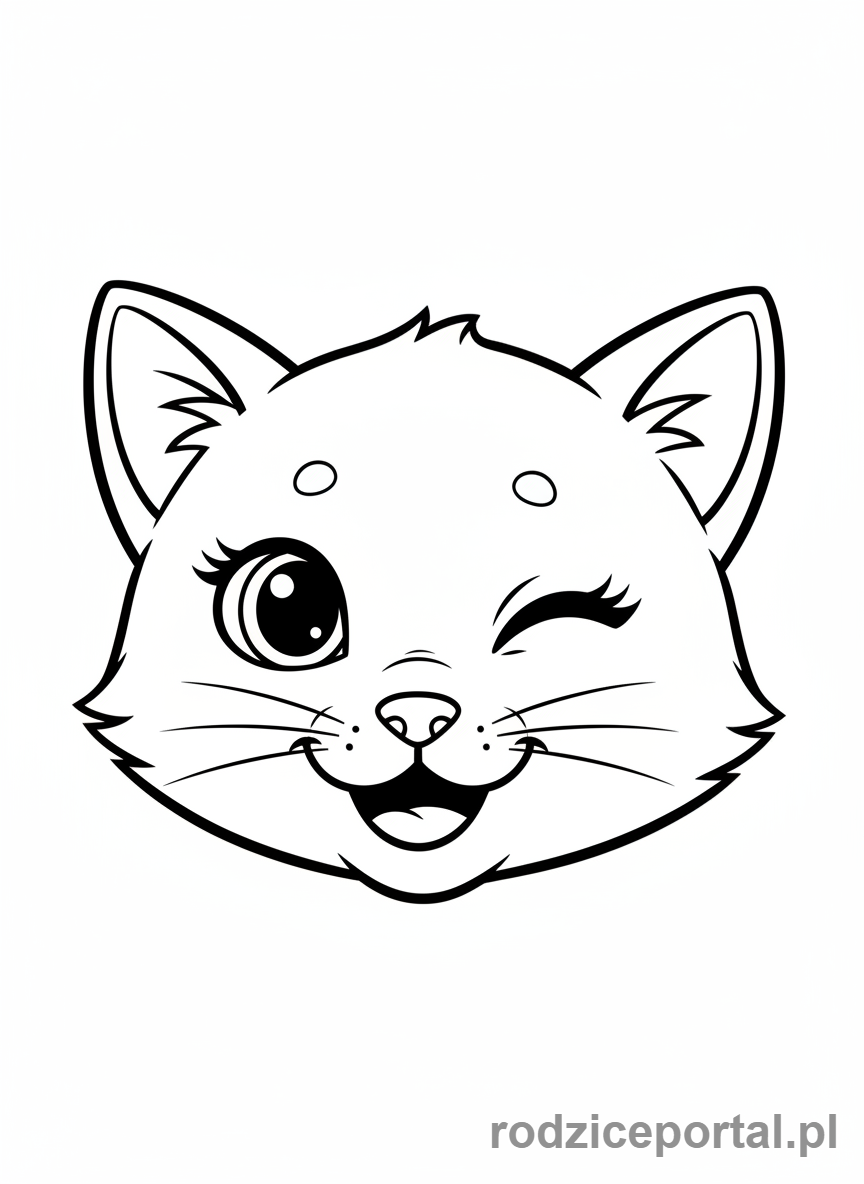 Kolorowanka Kotki - Kotek z uśmiechem i mrugającym okiem