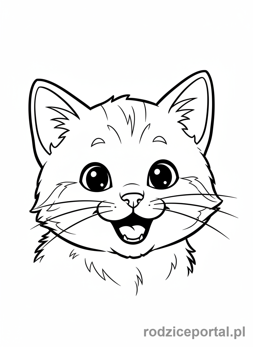 Kolorowanka Kotki - Kotek z wesołym uśmiechem