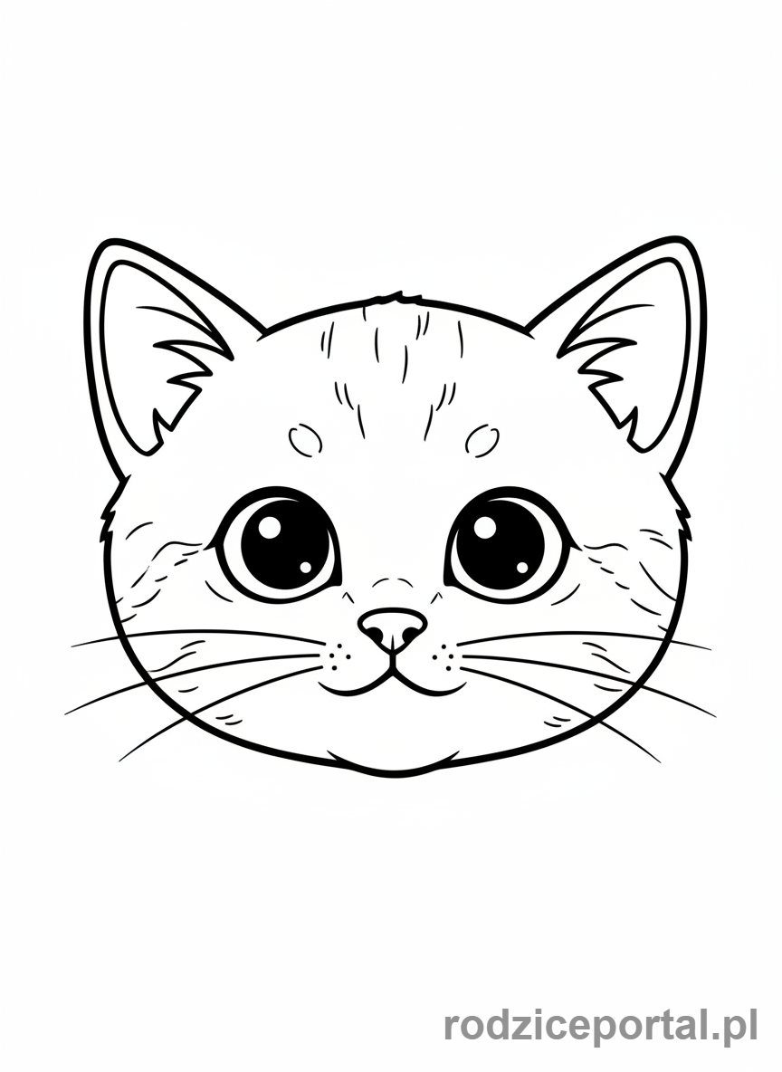 Kolorowanka Kotki - Kotek z wielkimi, ciekawskimi oczami