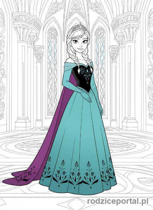 Kolorowanka Kraina Lodu - Anna w dniu koronacji