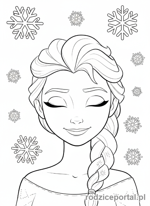 Kolorowanka Kraina Lodu - Elsa uśmiechnięta, zbliżenie