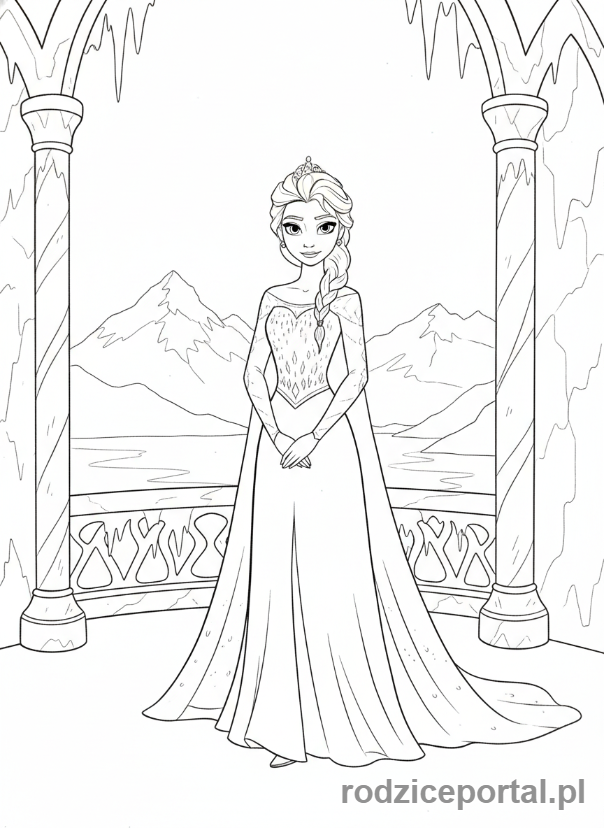 Kolorowanka Kraina Lodu - Elsa w królewskim stroju