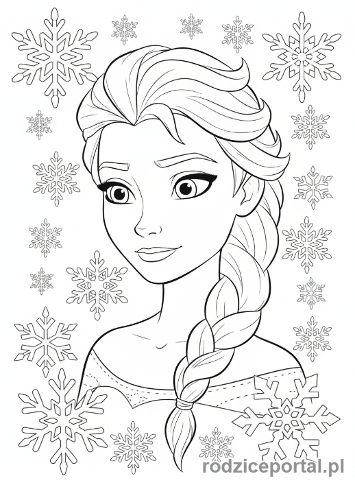 Kolorowanka Kraina Lodu - Elsa z płatkami śniegu