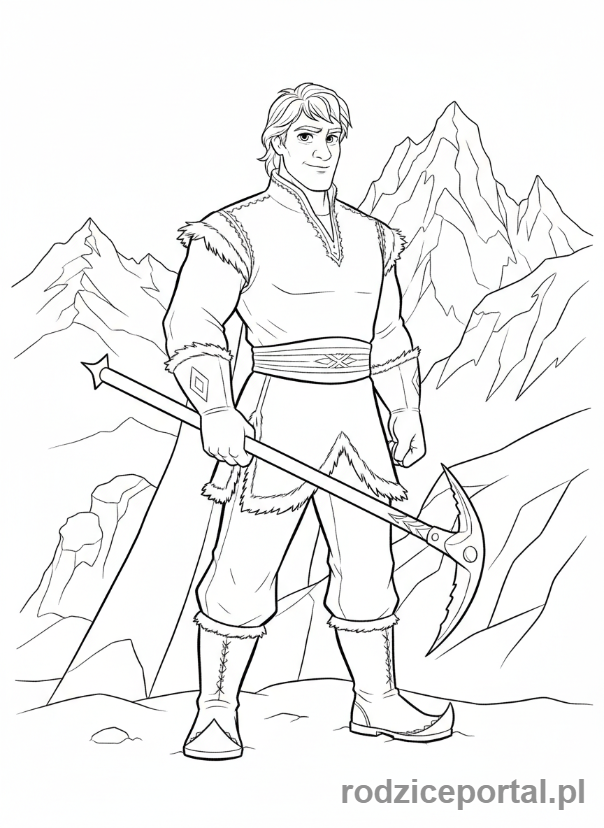 Kolorowanka Kraina Lodu - Kristoff z czekanem