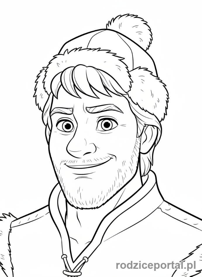 Kolorowanka Kraina Lodu - Kristoff, zbliżenie