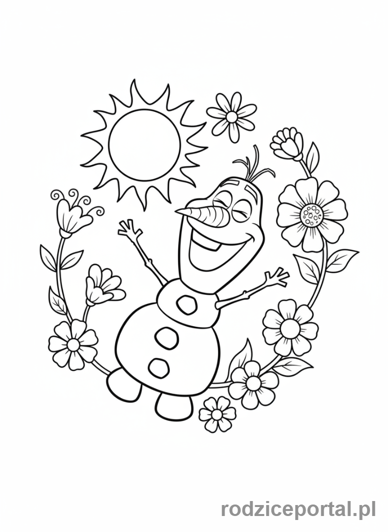 Kolorowanka Kraina Lodu - Olaf marzący o lecie