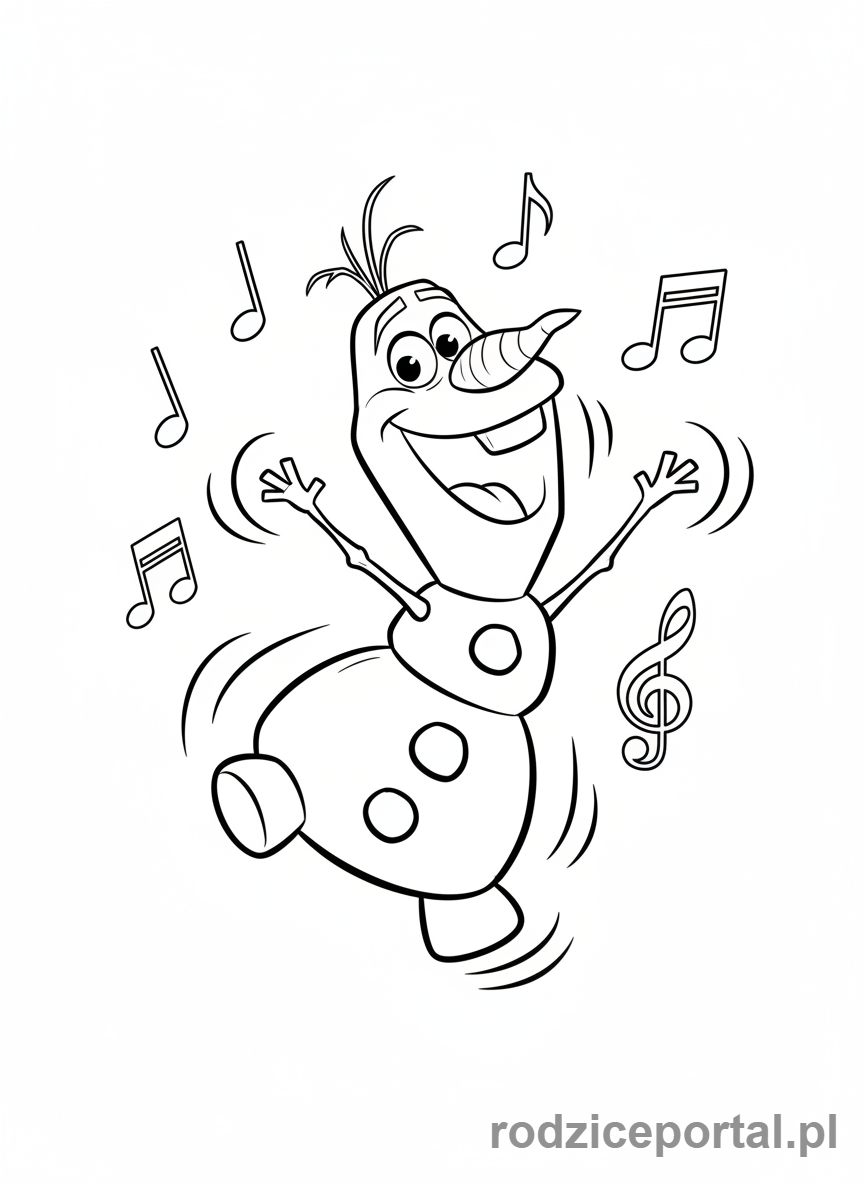 Kolorowanka Kraina Lodu - Olaf tańczący radośnie