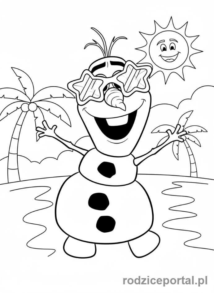 Kolorowanka Kraina Lodu - Olaf w okularach przeciwsłonecznych
