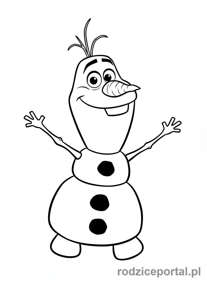 Kolorowanka Kraina Lodu - Olaf z ciepłym uściskiem