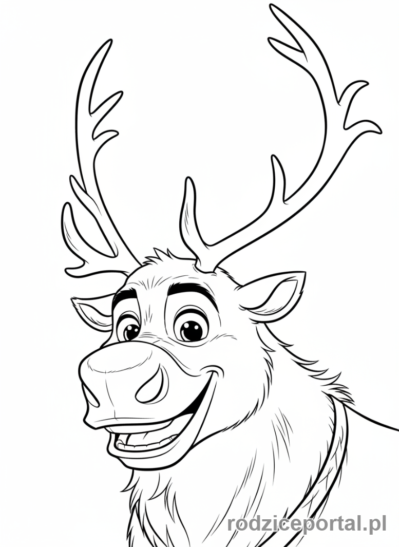 Kolorowanka Kraina Lodu - Sven, zbliżenie