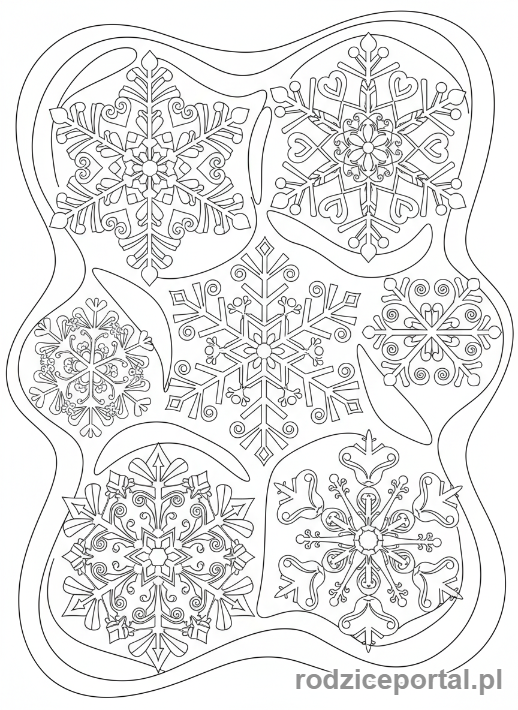 Kolorowanka Kraina Lodu - Wzory płatków śniegu