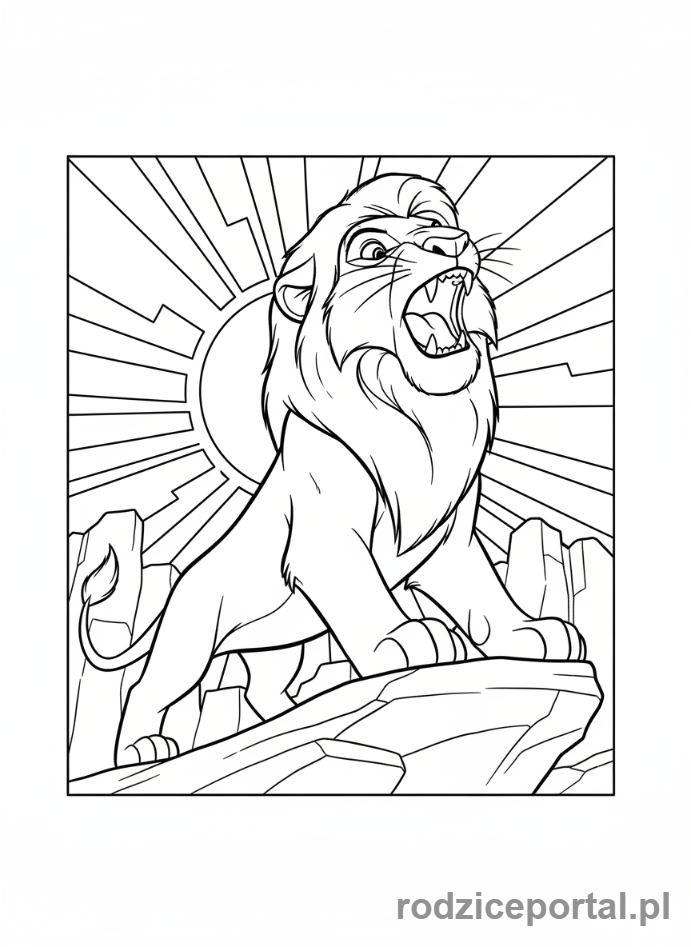 Kolorowanka Król Lew - Dorosły Simba ryczący