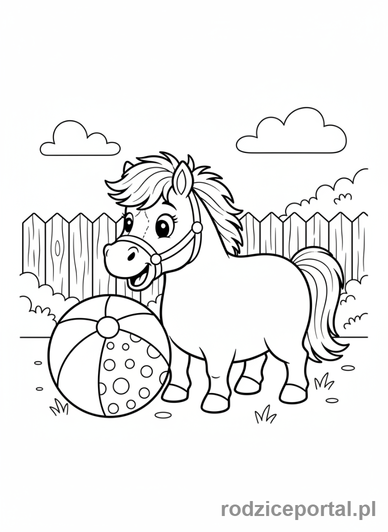 Kolorowanka Kucyki - Kucyk bawiący się kolorową piłką