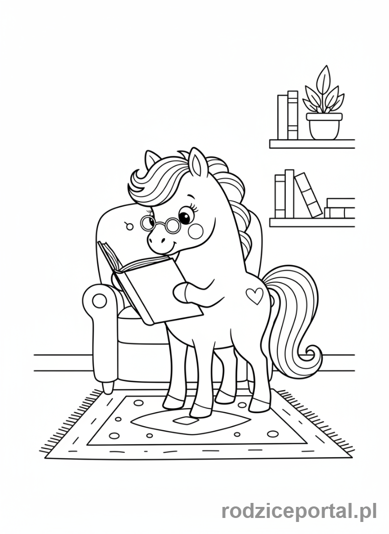 Kolorowanka Kucyki - Kucyk czytający książkę