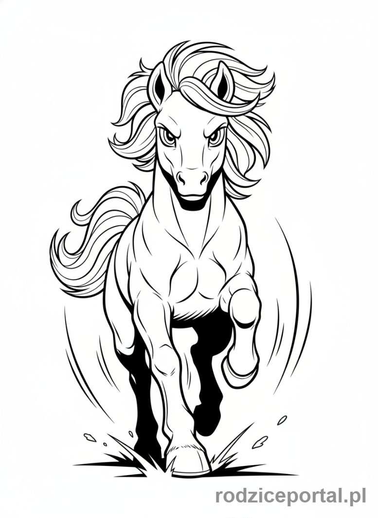 Kolorowanka Kucyki - Kucyk galopujący w stronę widza