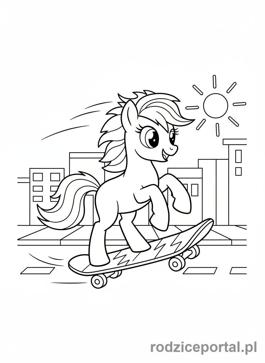 Kolorowanka Kucyki - Kucyk na deskorolce