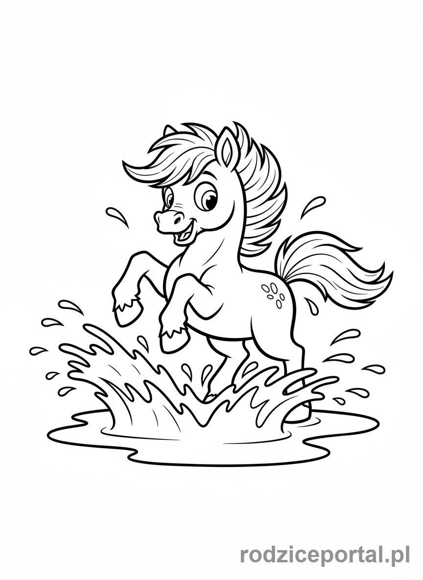 Kolorowanka Kucyki - Kucyk pluskający się w kałuży.