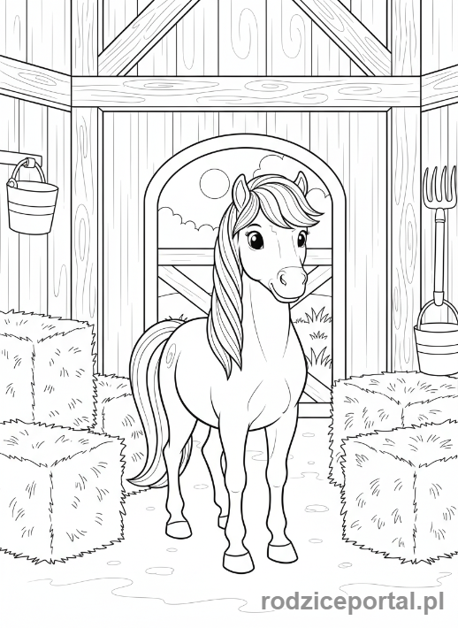 Kolorowanka Kucyki - Kucyk w przytulnej stodole
