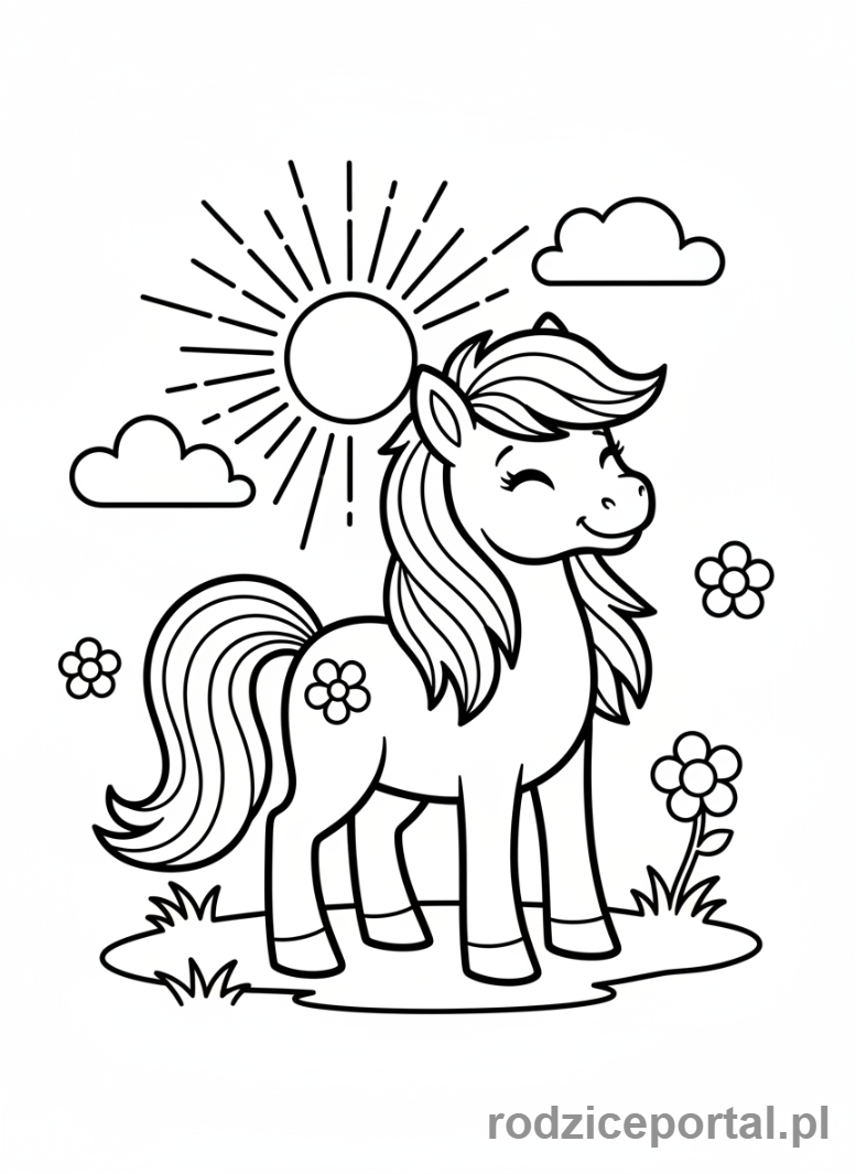 Kolorowanka Kucyki - Kucyk wygrzewający się na słońcu.