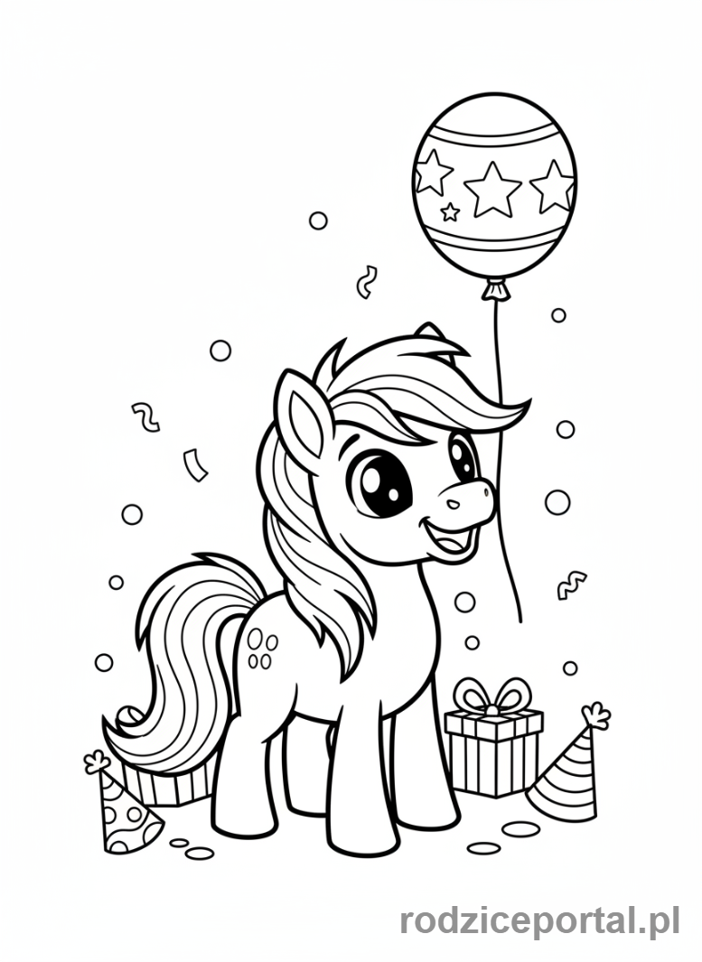 Kolorowanka Kucyki - Kucyk z balonikiem