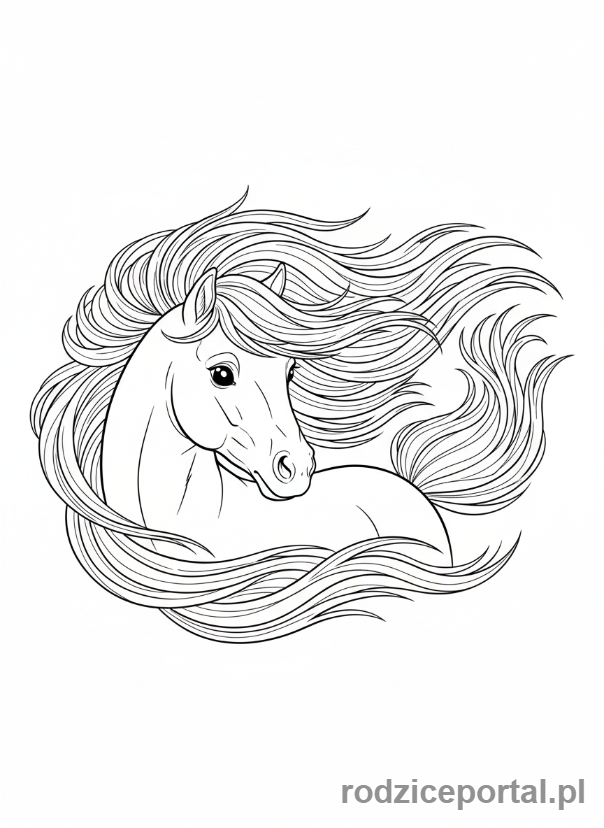 Kolorowanka Kucyki - Kucyk z długą, falującą grzywą