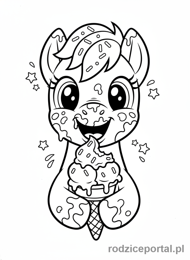 Kolorowanka Kucyki - Kucyk z lodami